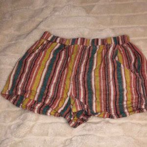 color striped shorts with pockets